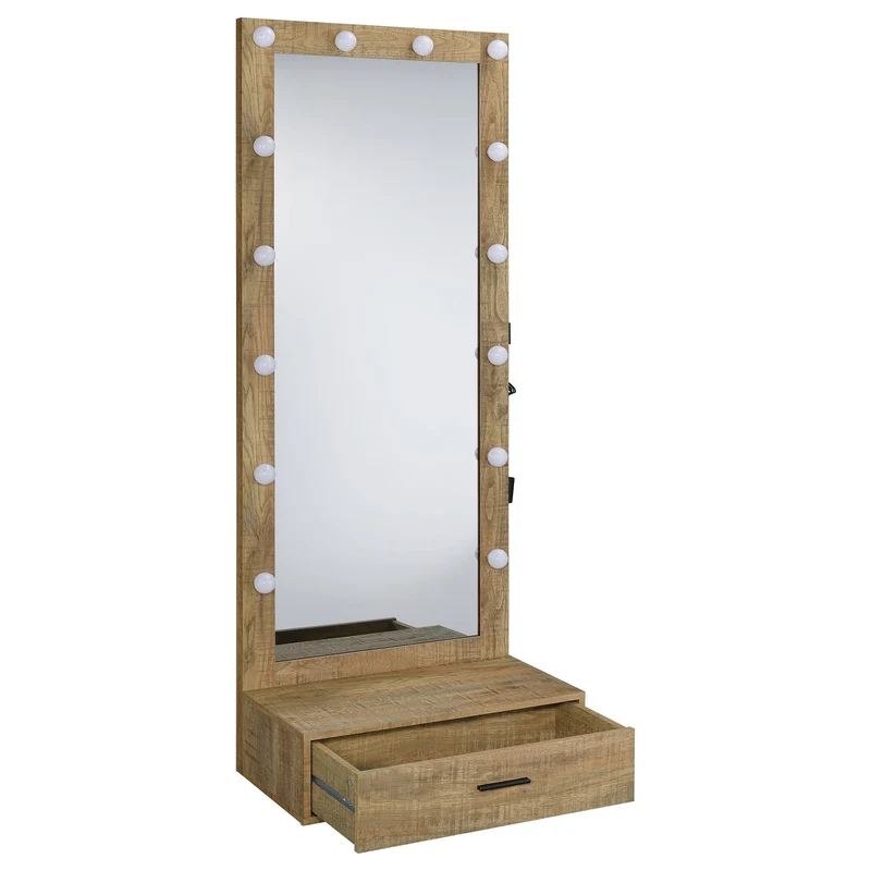Coaster Furniture Spector 960965 1-drawer Lighted Full-Length Floor Mirror - Mango