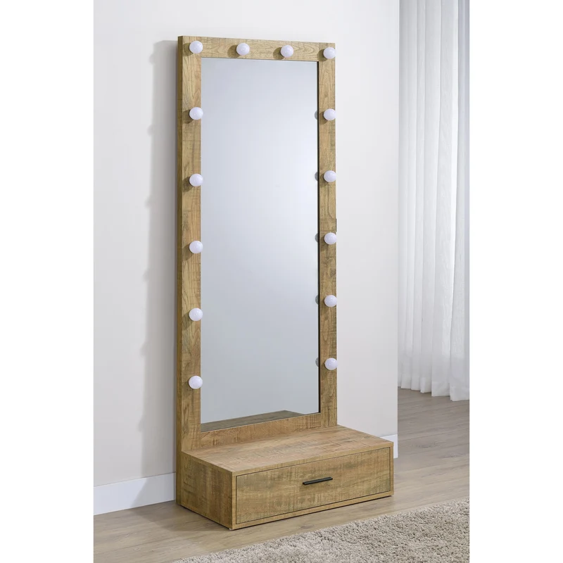Coaster Furniture Spector 960965 1-drawer Lighted Full-Length Floor Mirror - Mango