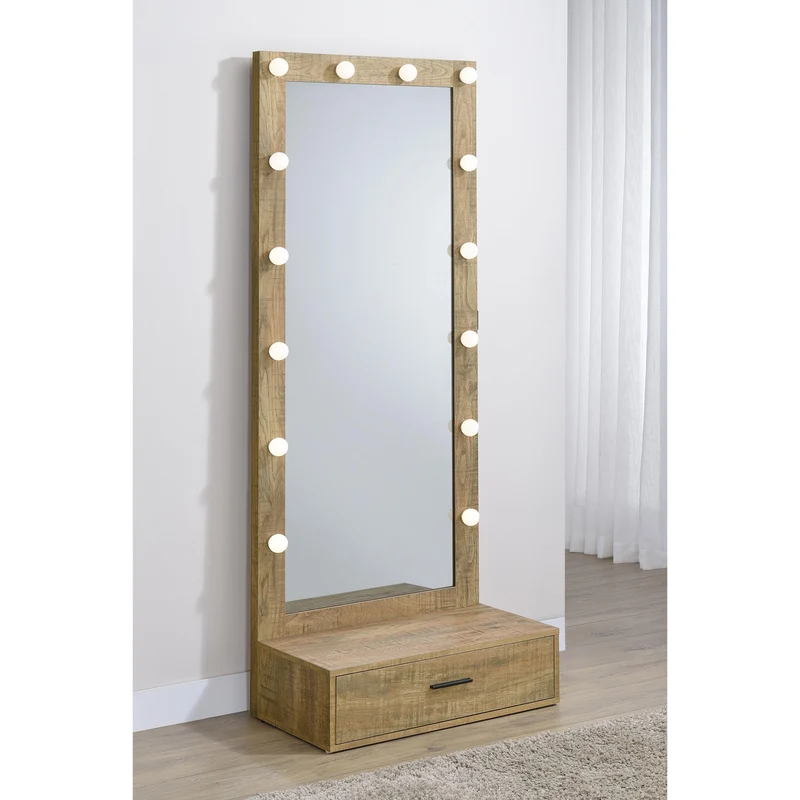 Coaster Furniture Spector 960965 1-drawer Lighted Full-Length Floor Mirror - Mango