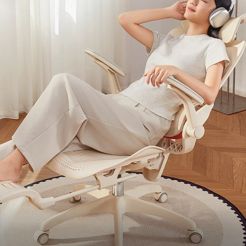 Modern Minimalist PU Leather & Cotton Ergonomic Swivel Height Adjustable Desk Chair For Home Office