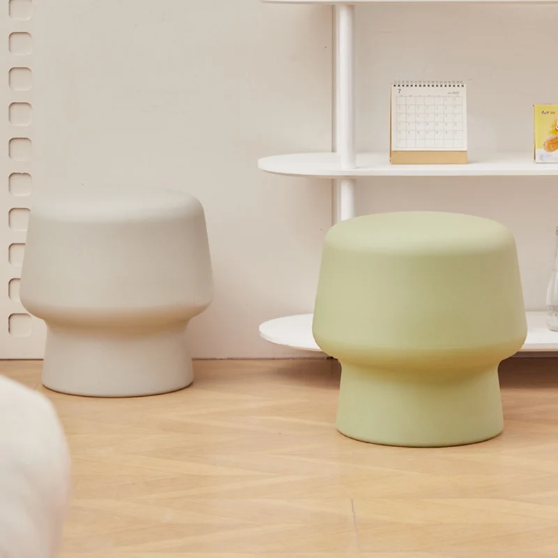 Contemporary Scandinavian PE Mushroom Round Low Stool Armless For Living Room