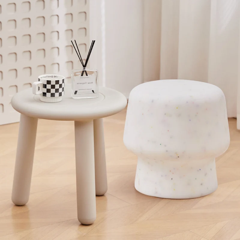 Contemporary Scandinavian PE Mushroom Round Low Stool Armless For Living Room