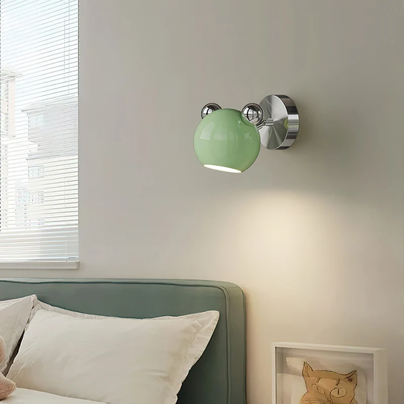 Contemporary Creative Iron Cartoon Bear Kids LED Wall Sconce Lamp For Bedroom
