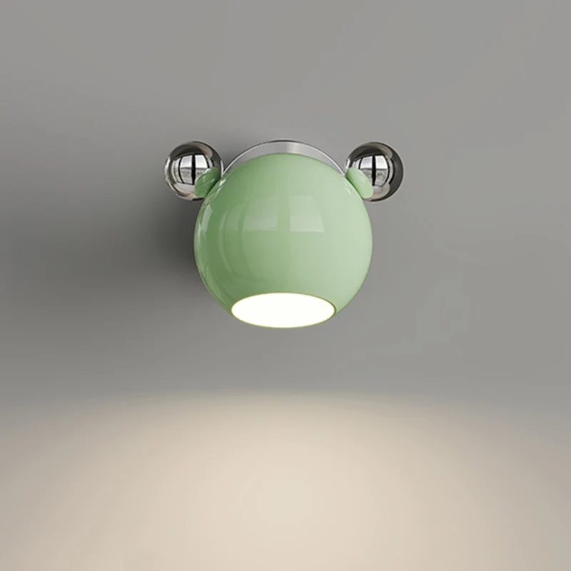 Contemporary Creative Iron Cartoon Bear Kids LED Wall Sconce Lamp For Bedroom
