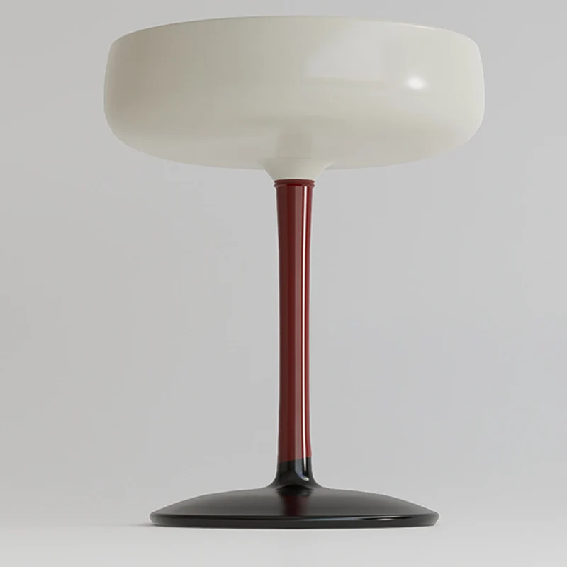 Contemporary Creative Fiberglass Wine Glass Shape Round Side Table With Tempered Glass Top 2-Tier Storage For Living Room & Bedroom
