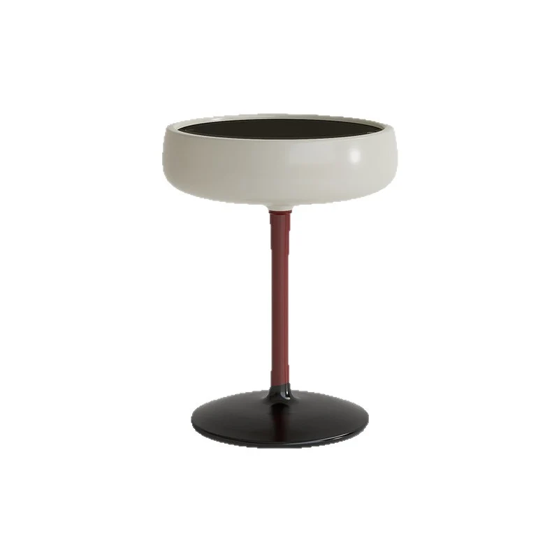 Contemporary Creative Fiberglass Wine Glass Shape Round Side Table With Tempered Glass Top 2-Tier Storage For Living Room & Bedroom