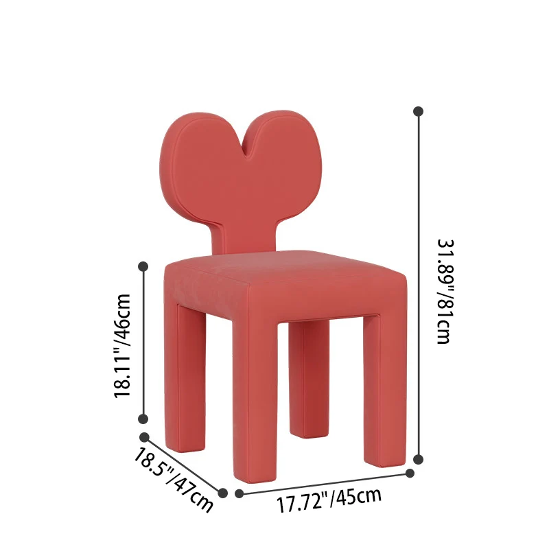Contemporary Creative Sherpa Fabric & Velvet Fabric Iron Frame Heart-Back Cute Vanity Stool With Backrest For Bedroom
