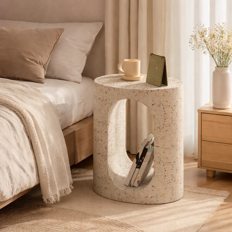 Contemporary Creative Iron Oval Elegant Decorative Side Table With 2-Tier Storage For Living Room & Bedroom