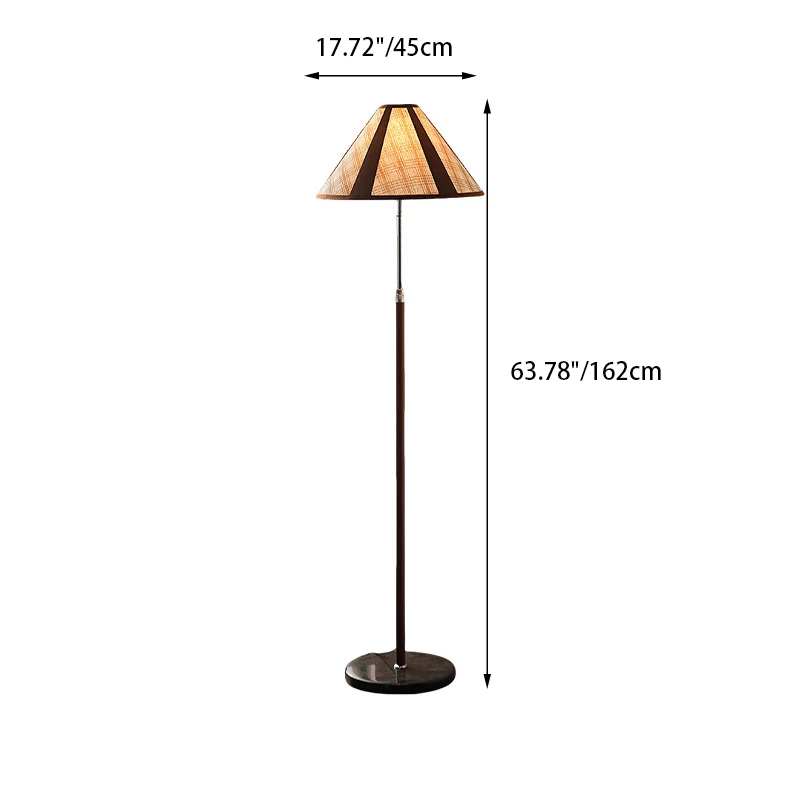 Traditional French Iron Marble Faux Leather Fabric Fan-Shaped 1-Light Standing Floor Lamp For Living Room & Bedroom