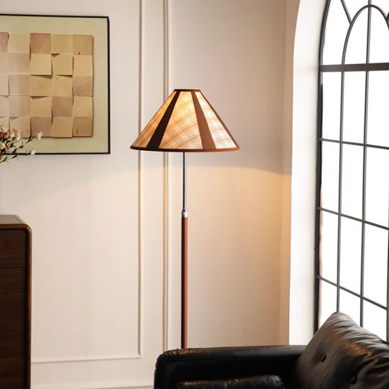 Traditional French Iron Marble Faux Leather Fabric Fan-Shaped 1-Light Standing Floor Lamp For Living Room & Bedroom