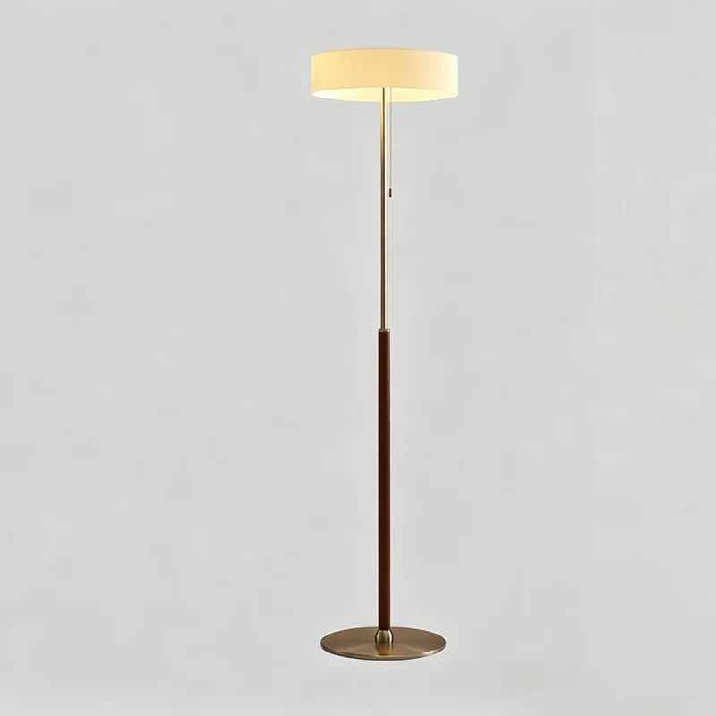 Contemporary Scandinavian Ash Wood Stainless Steel Aluminum Glass Round 3-Light Standing Floor Lamp For Living Room & Bedroom