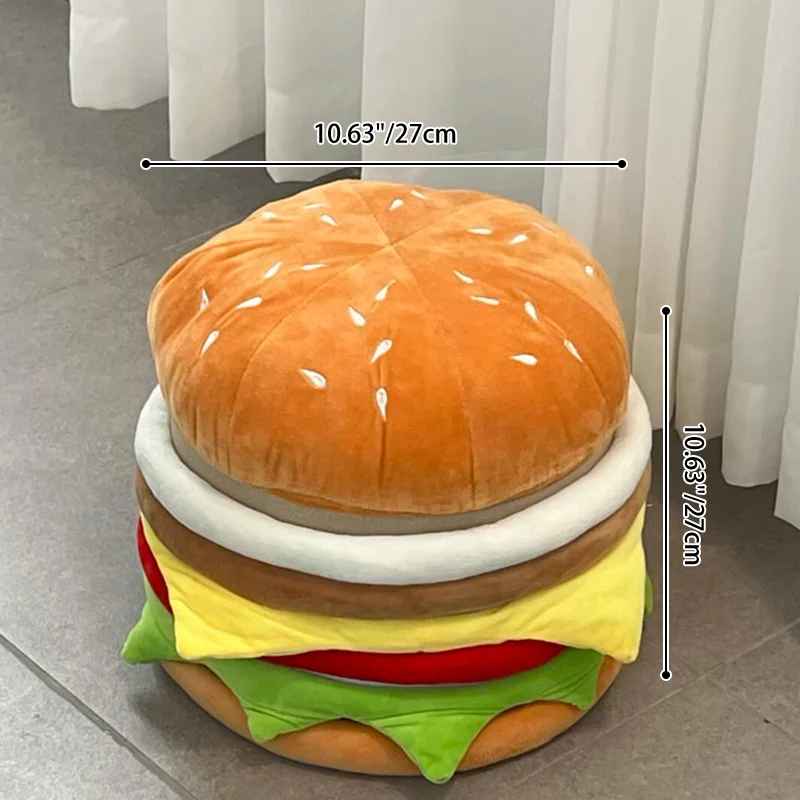 Contemporary Creative Velvet Particleboard Round Hamburger Low Stool Removable & Storage For Living Room
