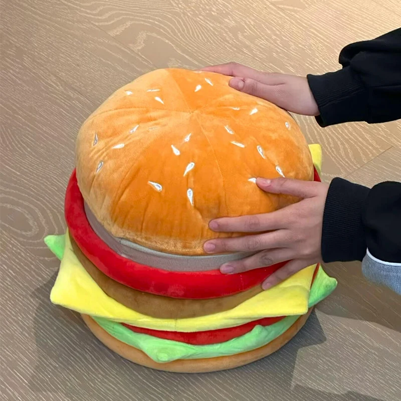 Contemporary Creative Velvet Particleboard Round Hamburger Low Stool Removable & Storage For Living Room