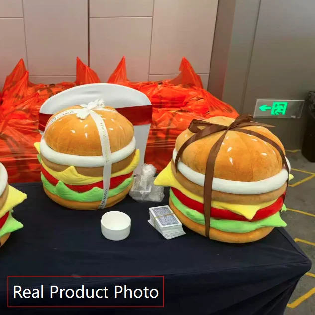Contemporary Creative Velvet Particleboard Round Hamburger Low Stool Removable & Storage For Living Room