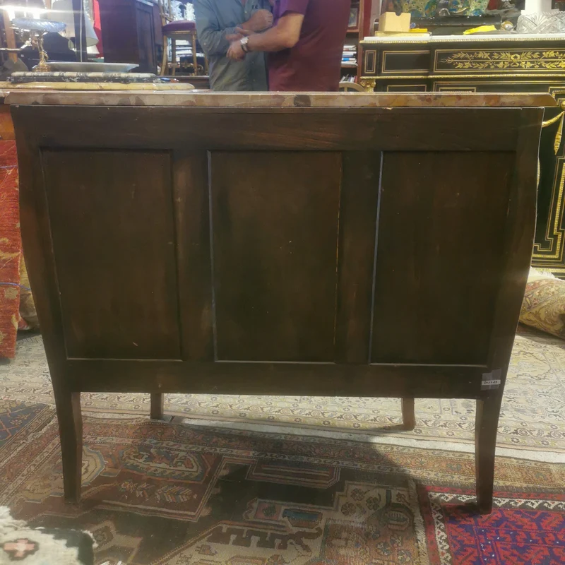 Louis XV three-drawer chest of drawers with marble marquetry