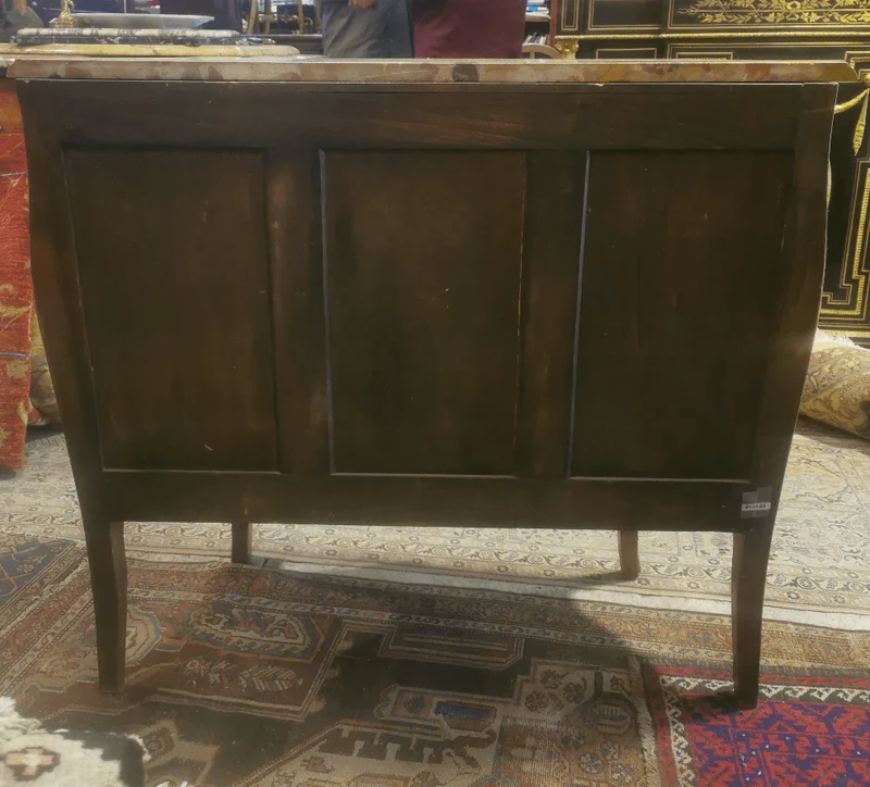 Louis XV three-drawer chest of drawers with marble marquetry