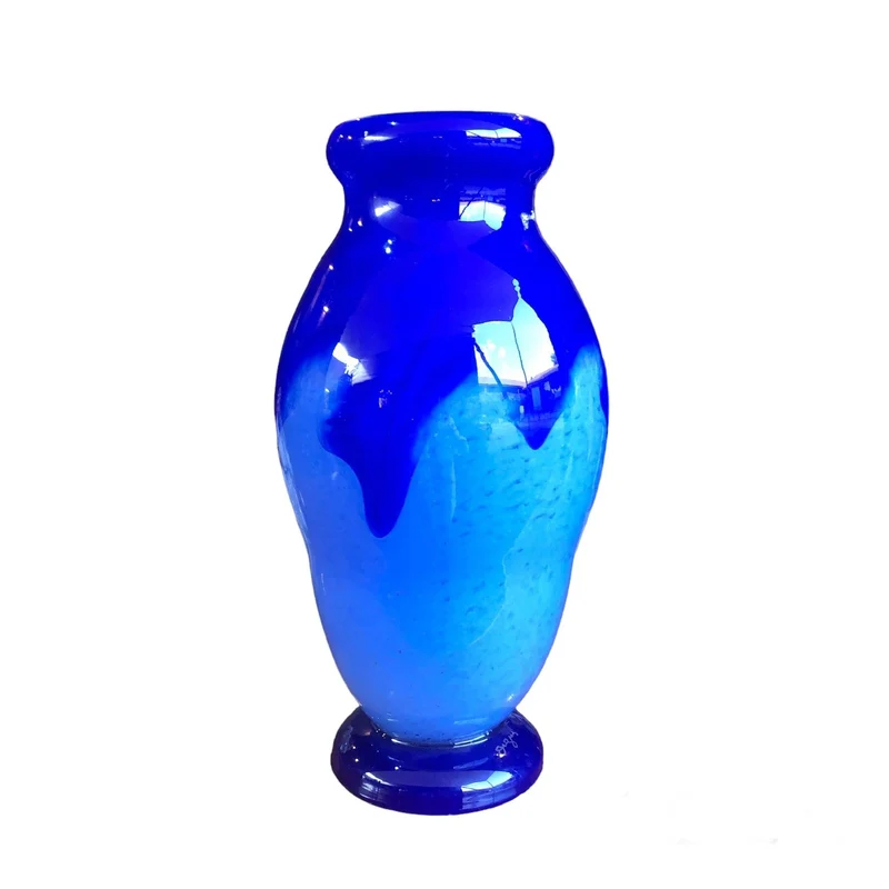 Large French blue glass vase, Degues brand
