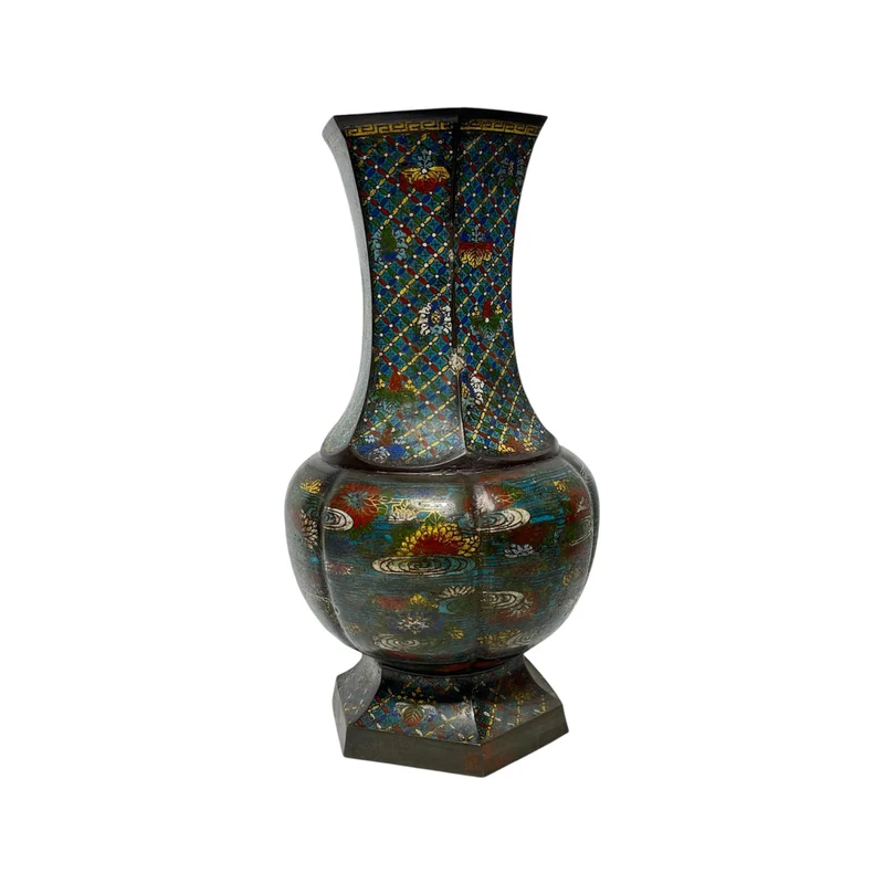 Cloissoné hexagon vase