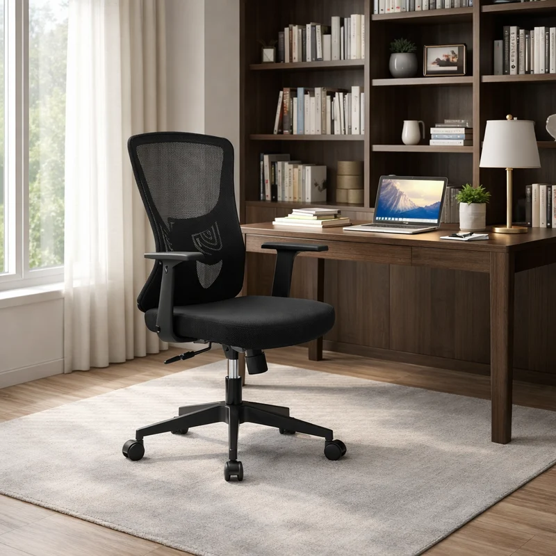 Modern Minimalist Mid-Back Mesh Office Staff Chair - Breathable Mesh Backrest Ergonomic Lumbar Support Desk Chair For Home Office
