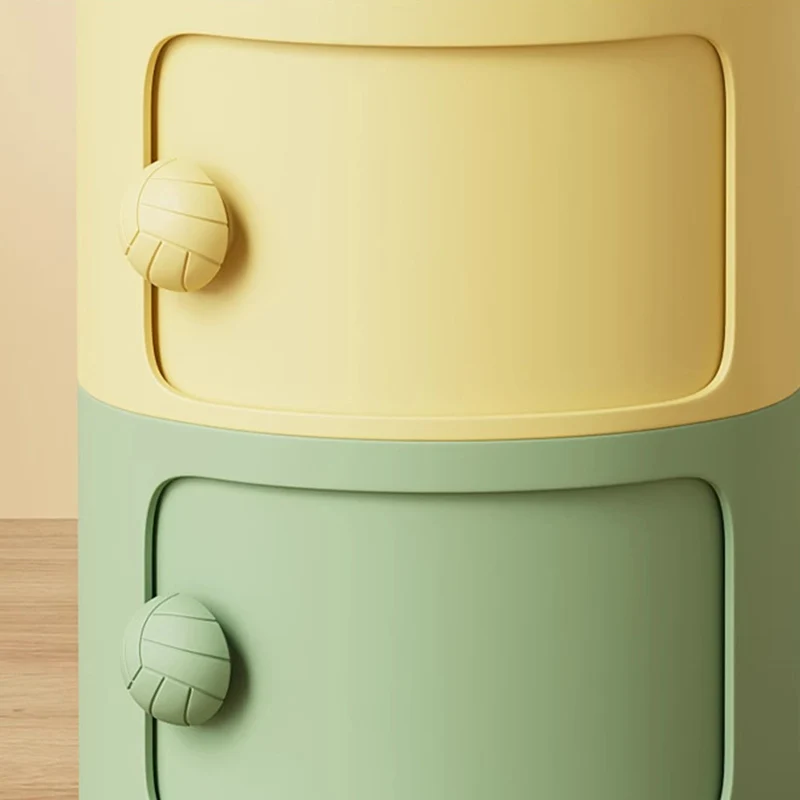 Modern Minimalist Dopamine Detachable Round Plastic Nightstand 1/2/3/4-Cabinet For Bedroom