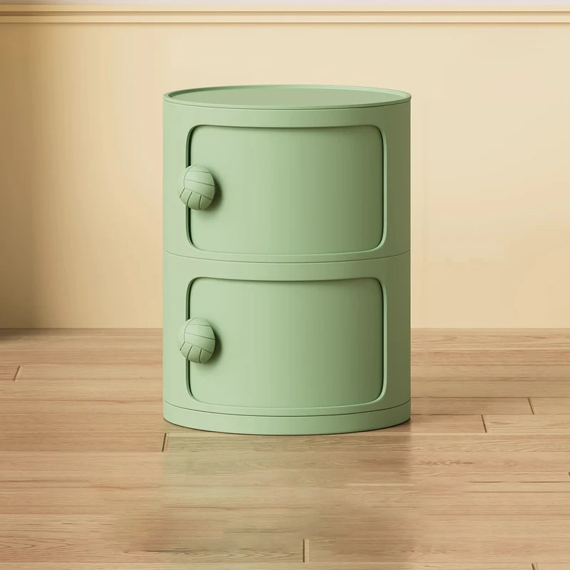 Modern Minimalist Dopamine Detachable Round Plastic Nightstand 1/2/3/4-Cabinet For Bedroom