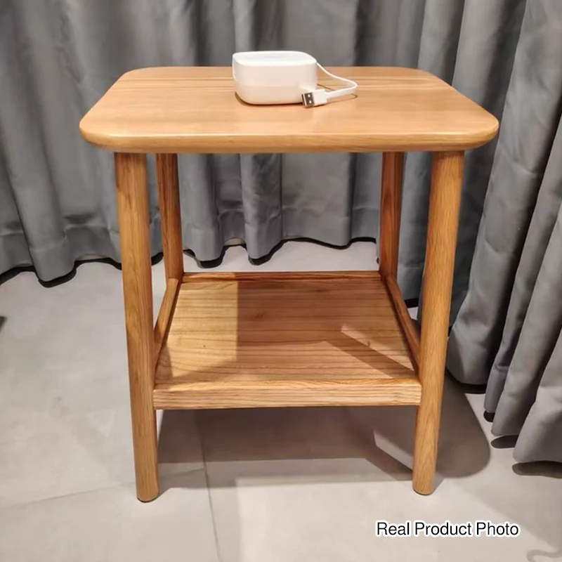 Traditional Japanese Oak Wood Paulownia Wood Trapezoidal Lightweight Portable Side Table 2-Layer For Living Room & Bedroom