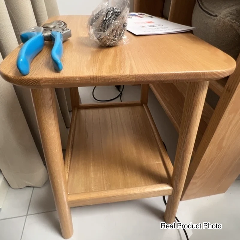 Traditional Japanese Oak Wood Paulownia Wood Trapezoidal Lightweight Portable Side Table 2-Layer For Living Room & Bedroom
