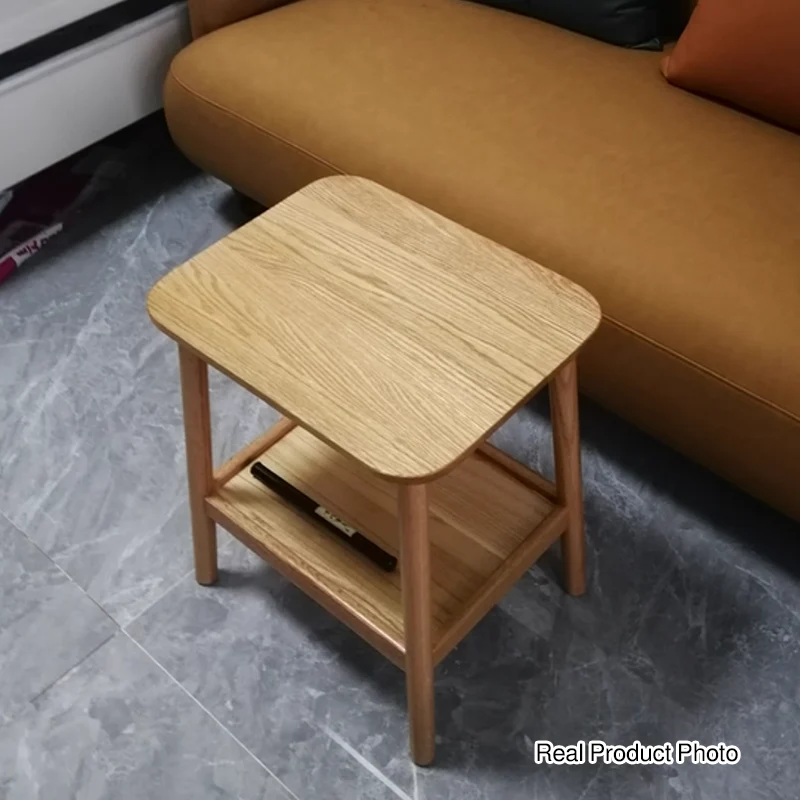 Traditional Japanese Oak Wood Paulownia Wood Trapezoidal Lightweight Portable Side Table 2-Layer For Living Room & Bedroom