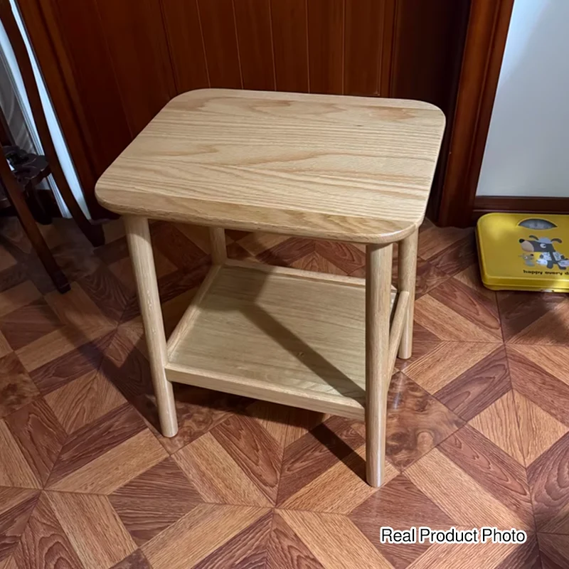Traditional Japanese Oak Wood Paulownia Wood Trapezoidal Lightweight Portable Side Table 2-Layer For Living Room & Bedroom