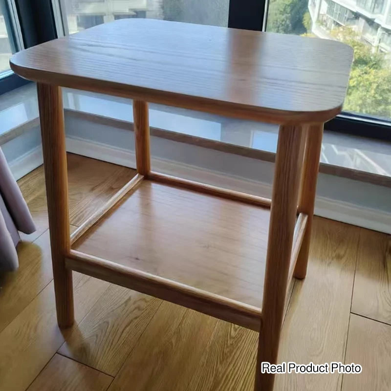 Traditional Japanese Oak Wood Paulownia Wood Trapezoidal Lightweight Portable Side Table 2-Layer For Living Room & Bedroom