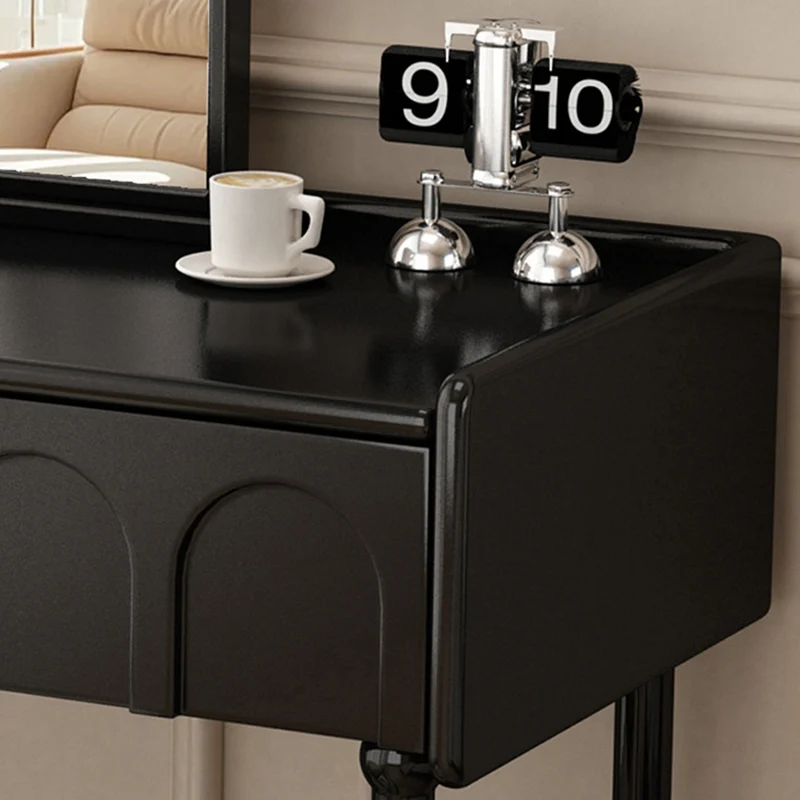 Traditional Vintage Plywood Pine Glass Arched Rectangular Makeup Vanity 1/2 Drawers For Bedroom
