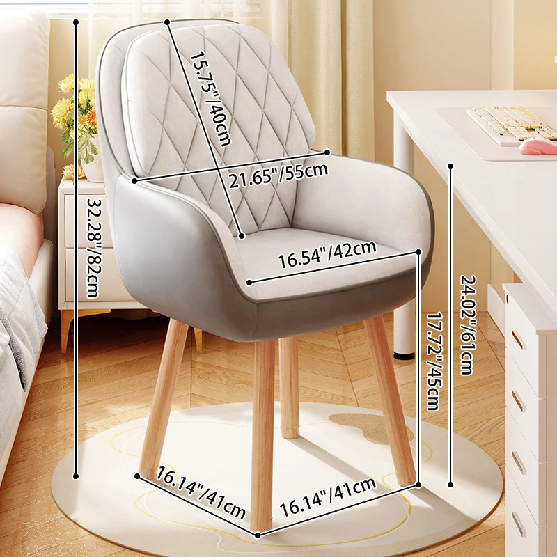Modern Minimalist Synthetic Fabric Cat Scratch Leather Beech Wood Square Swivel Desk Chair Armrest Backrest For Home Office
