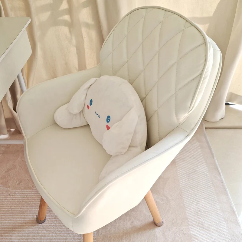 Modern Minimalist Synthetic Fabric Cat Scratch Leather Beech Wood Square Swivel Desk Chair Armrest Backrest For Home Office