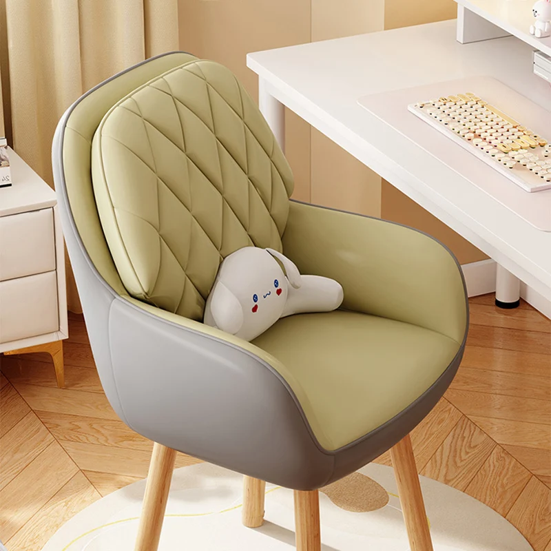 Modern Minimalist Synthetic Fabric Cat Scratch Leather Beech Wood Square Swivel Desk Chair Armrest Backrest For Home Office