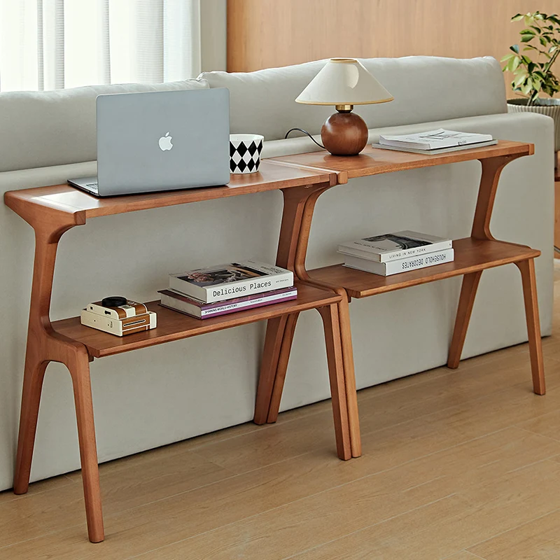 Contemporary Retro Antler Shape Rubberwood Beech Wood Lightweight End Table 2-Layer For Living Room