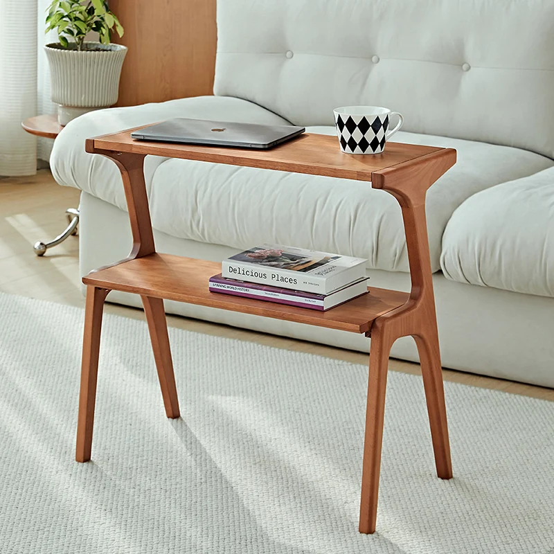 Contemporary Retro Antler Shape Rubberwood Beech Wood Lightweight End Table 2-Layer For Living Room
