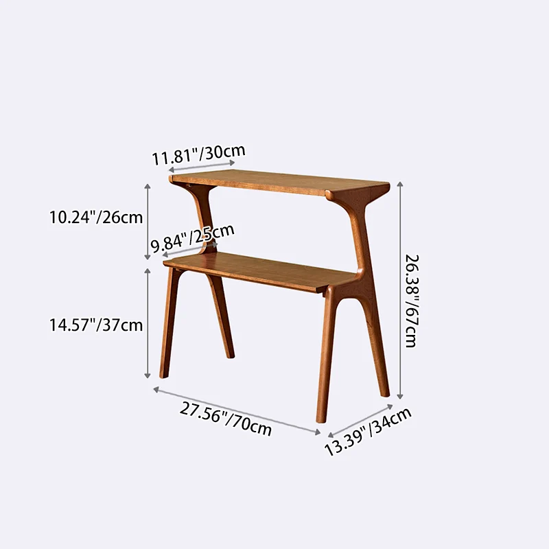 Contemporary Retro Antler Shape Rubberwood Beech Wood Lightweight End Table 2-Layer For Living Room