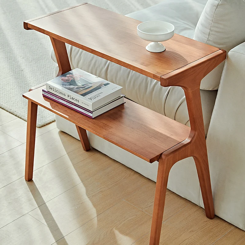 Contemporary Retro Antler Shape Rubberwood Beech Wood Lightweight End Table 2-Layer For Living Room