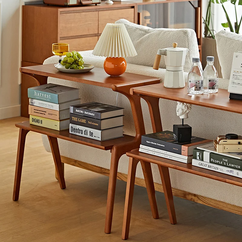 Contemporary Retro Antler Shape Rubberwood Beech Wood Lightweight End Table 2-Layer For Living Room
