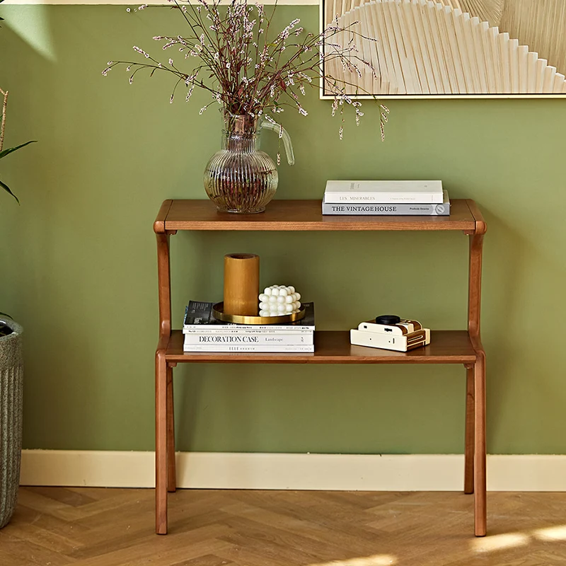 Contemporary Retro Antler Shape Rubberwood Beech Wood Lightweight End Table 2-Layer For Living Room