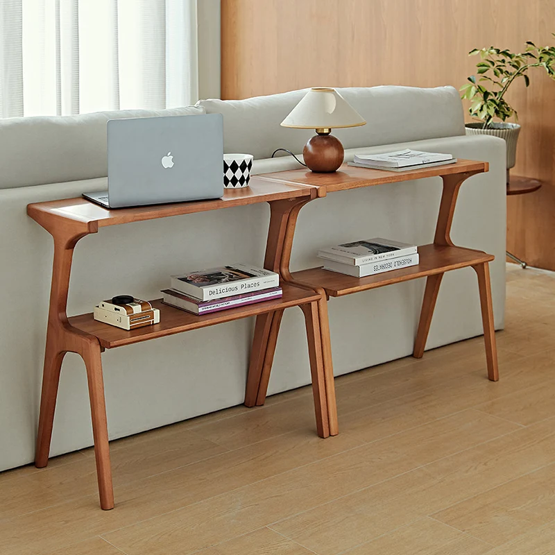 Contemporary Retro Antler Shape Rubberwood Beech Wood Lightweight End Table 2-Layer For Living Room