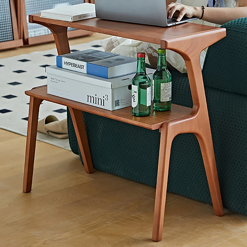 Contemporary Retro Antler Shape Rubberwood Beech Wood Lightweight End Table 2-Layer For Living Room