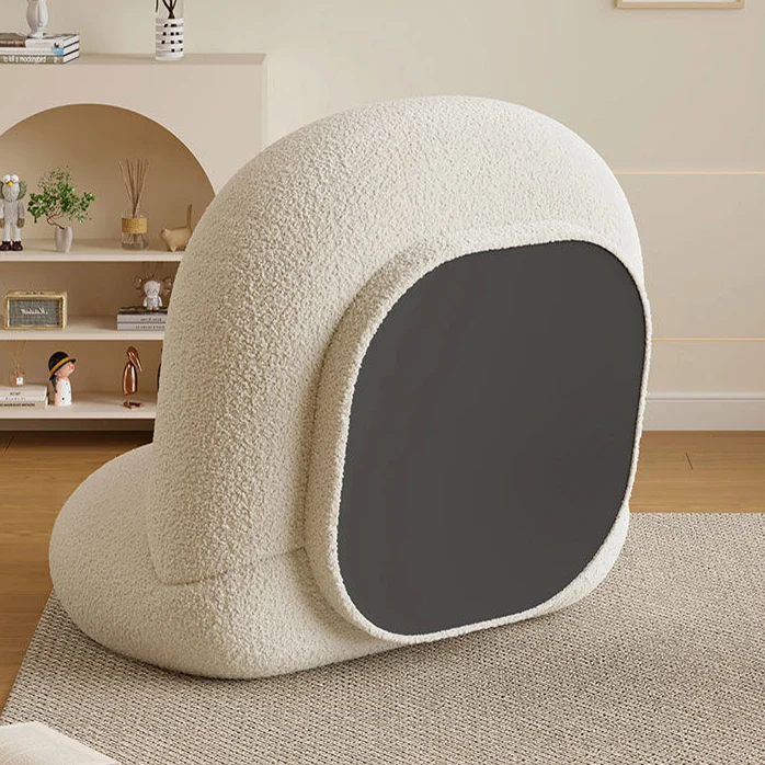 Contemporary Nordic Sherpa Fabric Plywood Ellipse Swivel Accent Chair Backrest Armless For Living Room