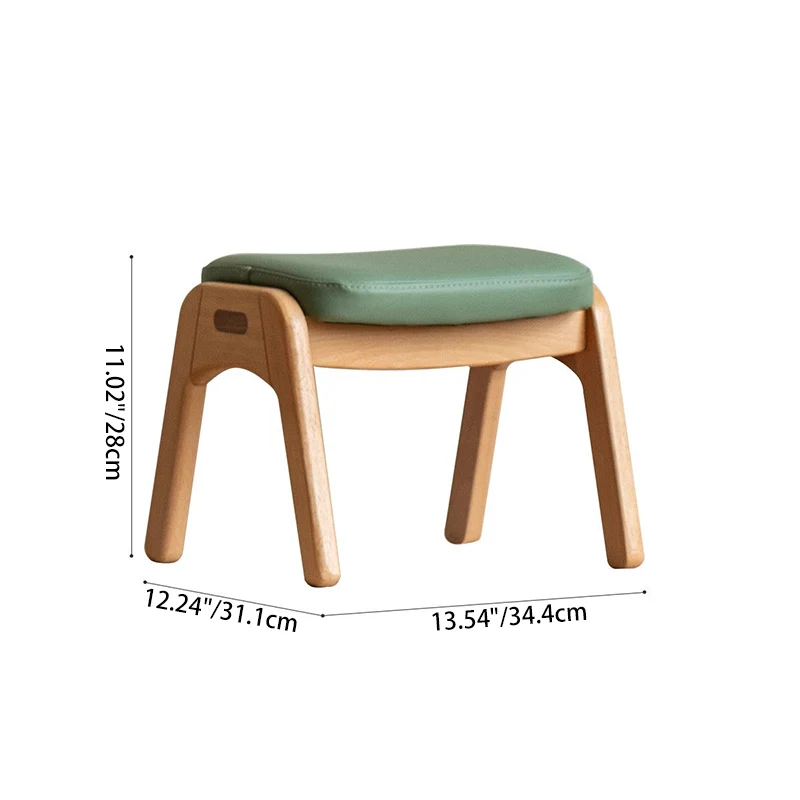 Traditional Japanese Trapezoid Beech Pine Wood PU Leather Adjustable Kids Low Stool For Living Room