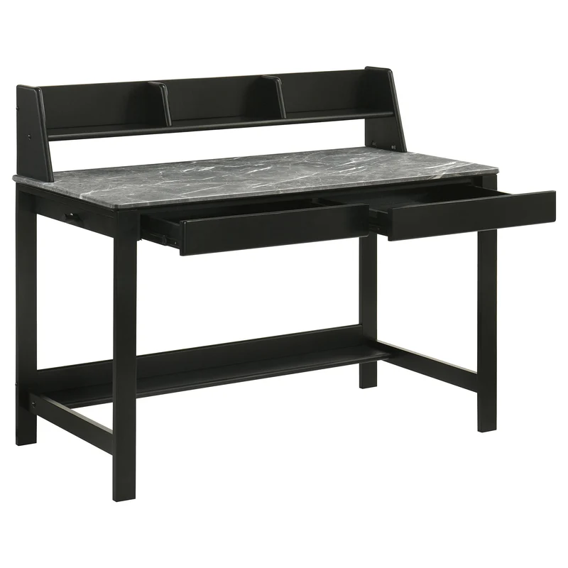 Coaster Furniture Besler 801076 47-inch SmartTop Writing Desk with Shelf - Grey Stone/Black
