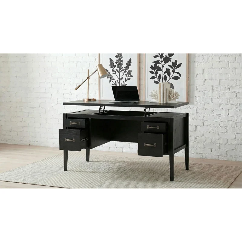 Coaster Furniture Graham 800866 54-inch 4-drawer Double Pedestal Lift Top Computer Desk - Black