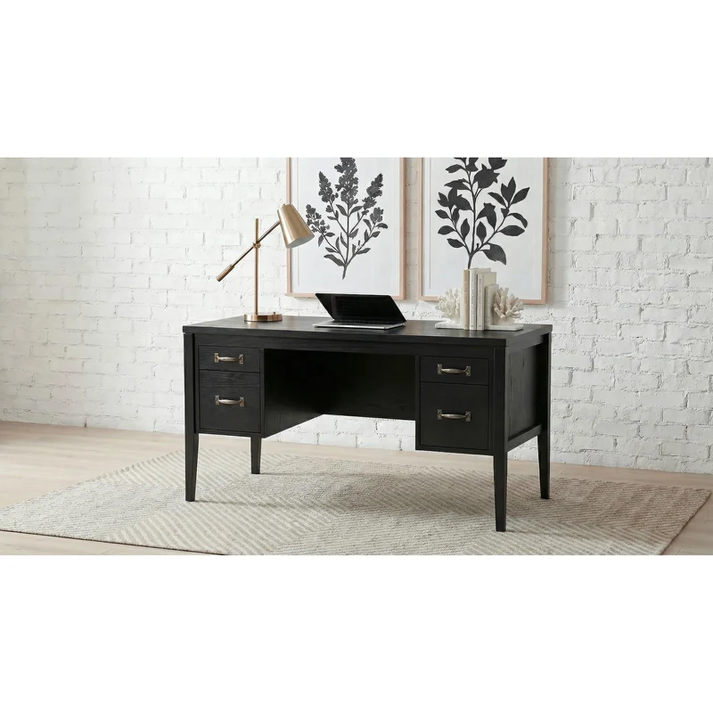 Coaster Furniture Graham 800866 54-inch 4-drawer Double Pedestal Lift Top Computer Desk - Black
