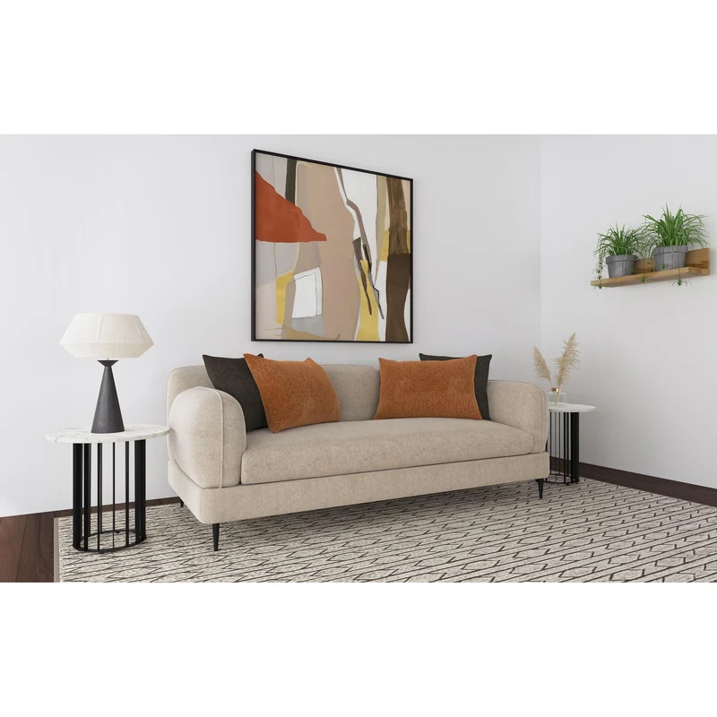 Coaster Furniture Jade 509411 Chenille Upholstered Sculpted Track Arm Sofa - Latte
