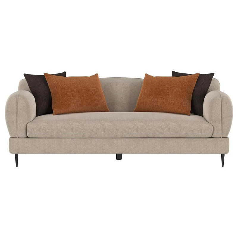 Coaster Furniture Jade 509411 Chenille Upholstered Sculpted Track Arm Sofa - Latte