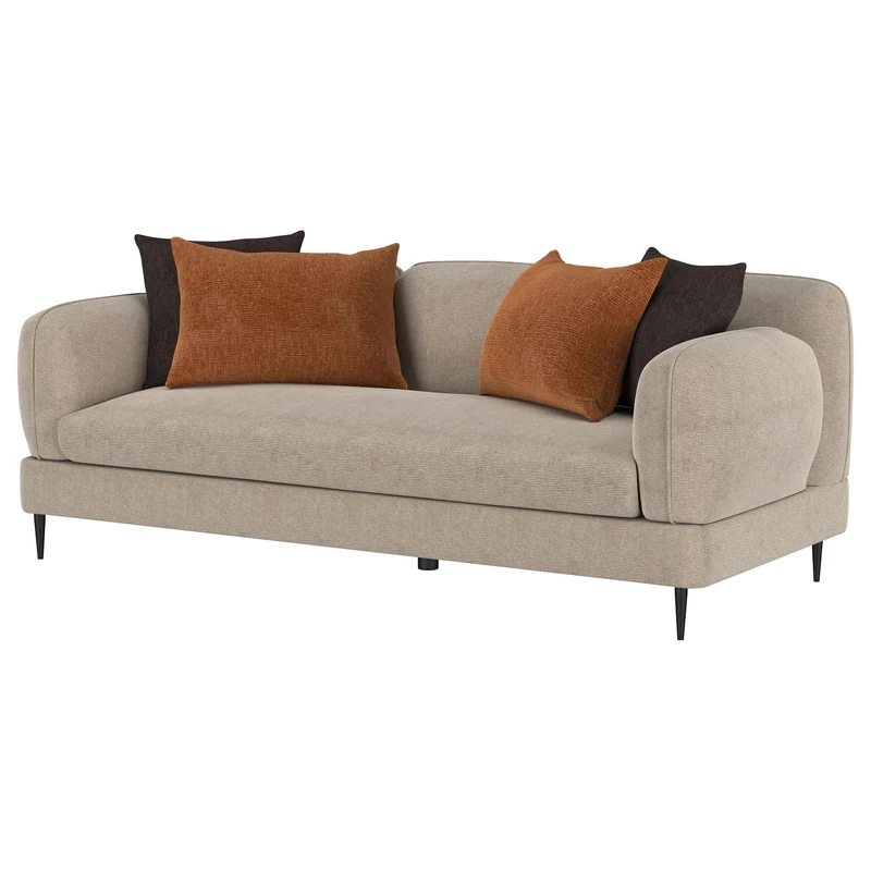 Coaster Furniture Jade 509411 Chenille Upholstered Sculpted Track Arm Sofa - Latte